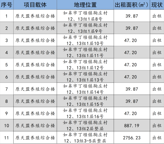 如皋市彩乐园(中国)产业集团2024年9月份资产招租出售预公告